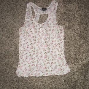 Rose patterned tank with back cutout